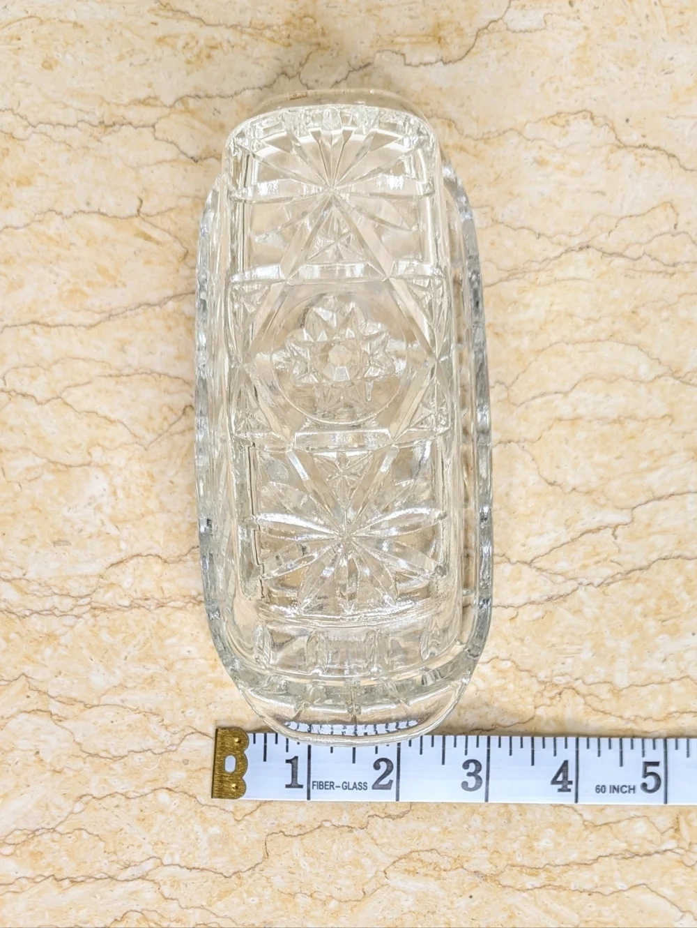 Vintage Anchor Hawking Prescut Clear Glass Star & Fan Design Butter Dish & Cover
